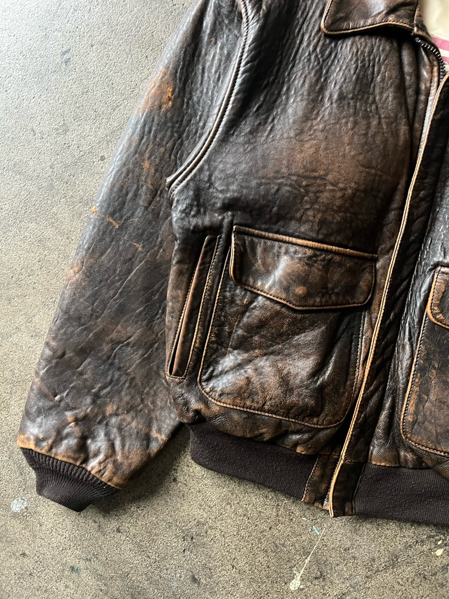 1980s Avirex A2 Faded Brown Leather Jacket