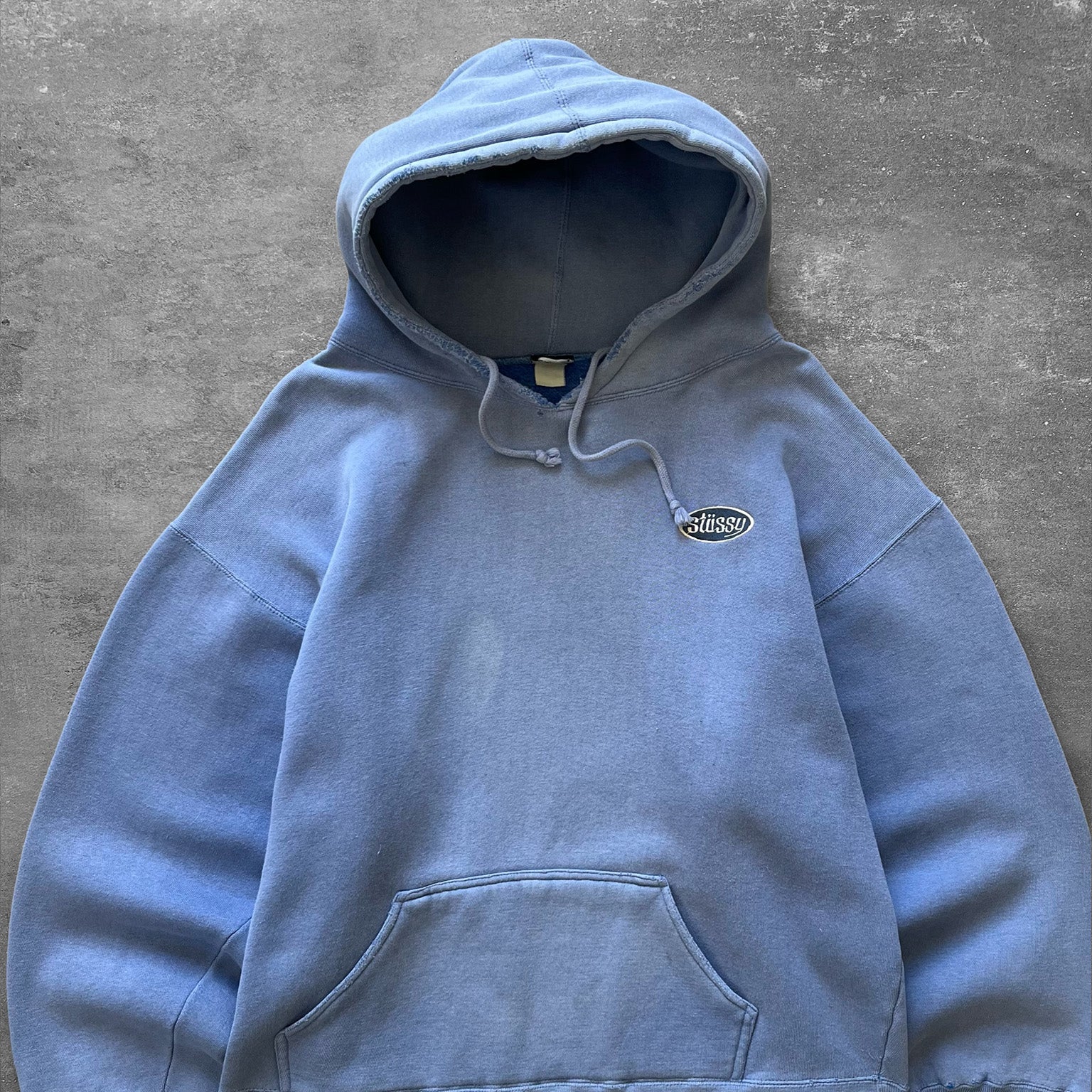 1980s Stussy Periwinkle Boxy Hoodie – Ametora