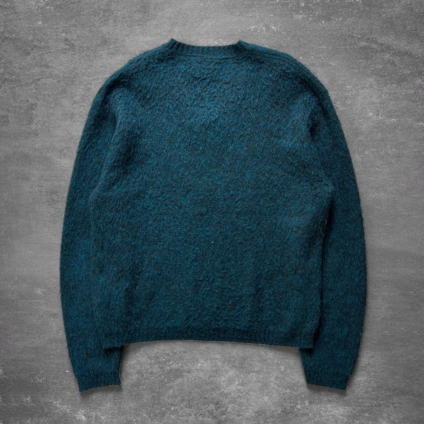 1970s Mohair Black Blue Sweater - Ametora