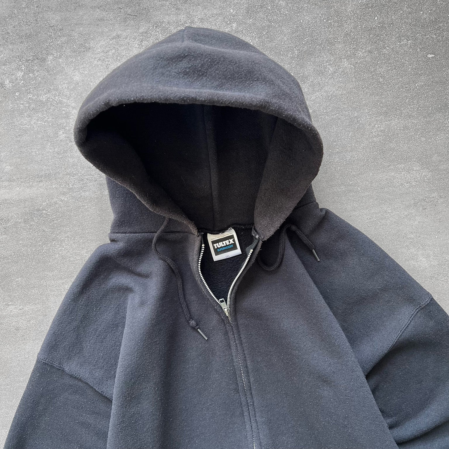 1990s Tultex Zip Hoodie Faded Black Ametora