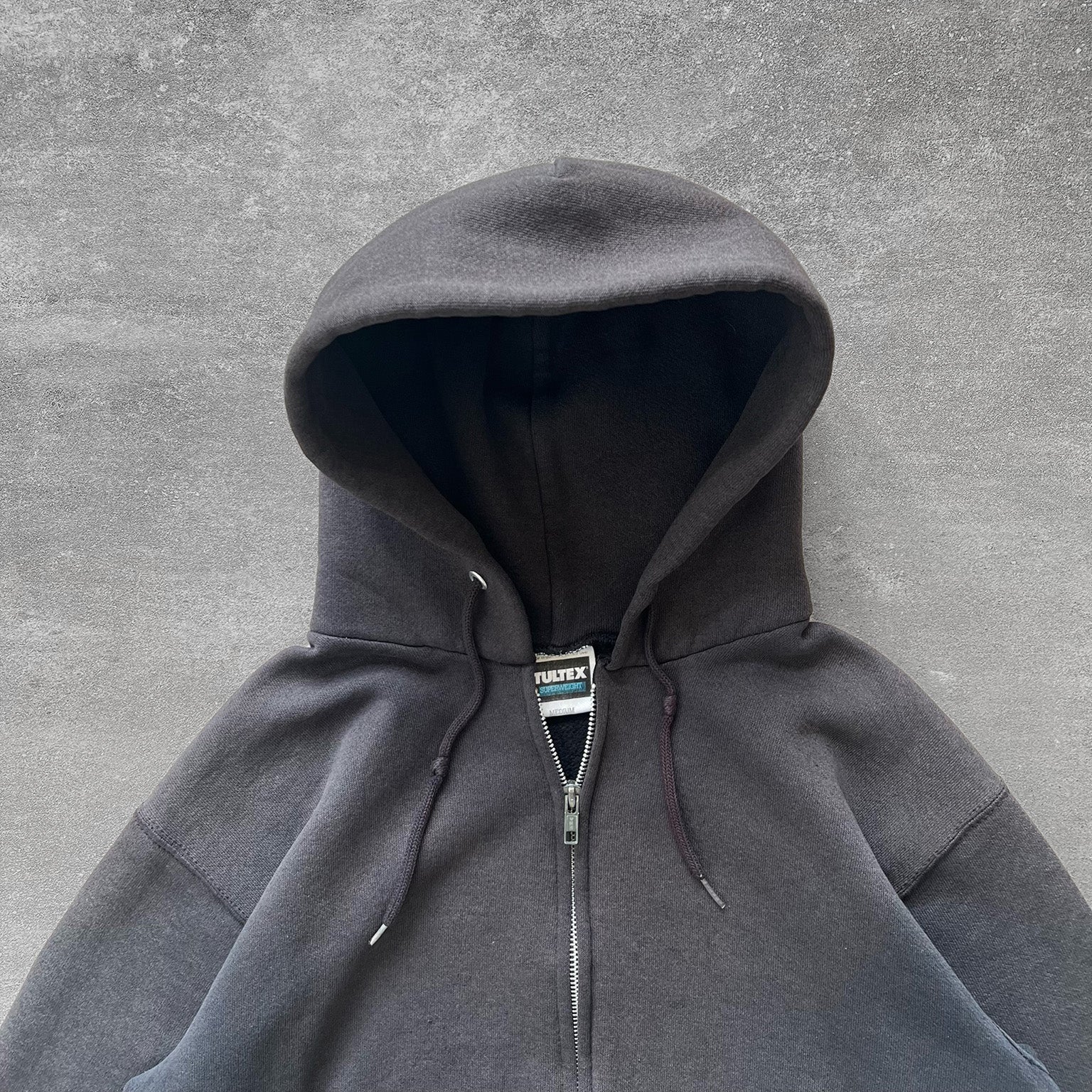1980s Tultex Faded Black Zip Up Hoodie Ametora