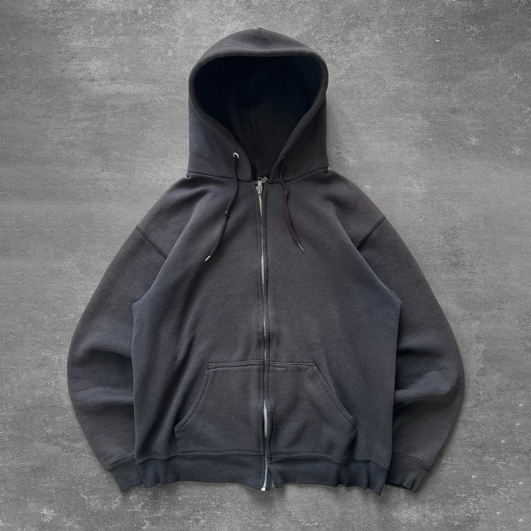 1980s Tultex Faded Black Zip Up Hoodie Ametora