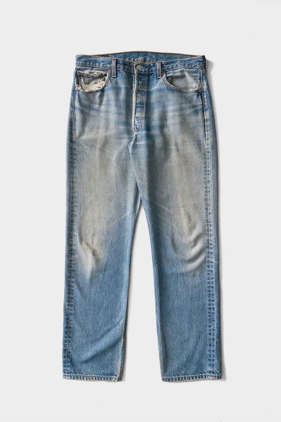 1990s Levi's 501xx Faded Blue Dirty Wash Jeans 35