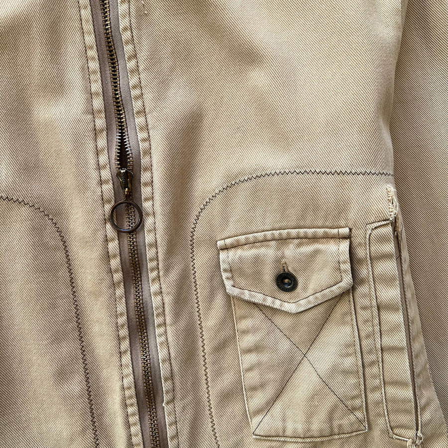 1970s Khaki Contrast Stitch Jacket