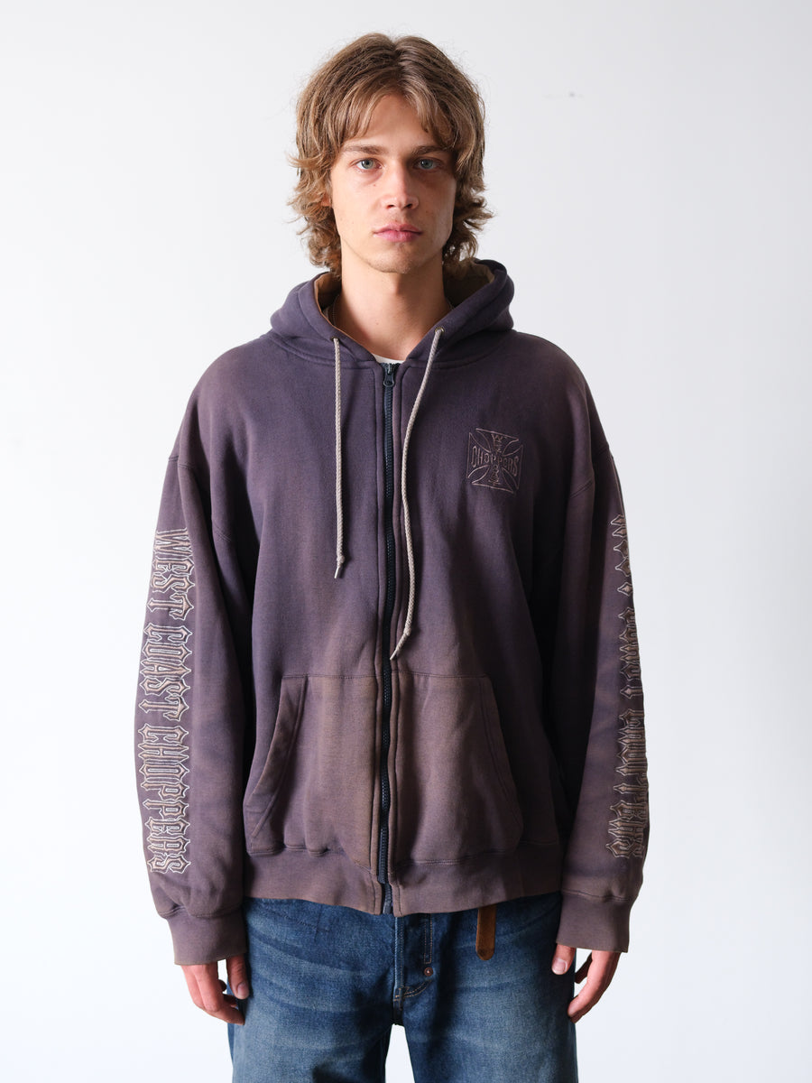2000s West Coast Choppers Sun-Faded Thermal Zip Hoodie