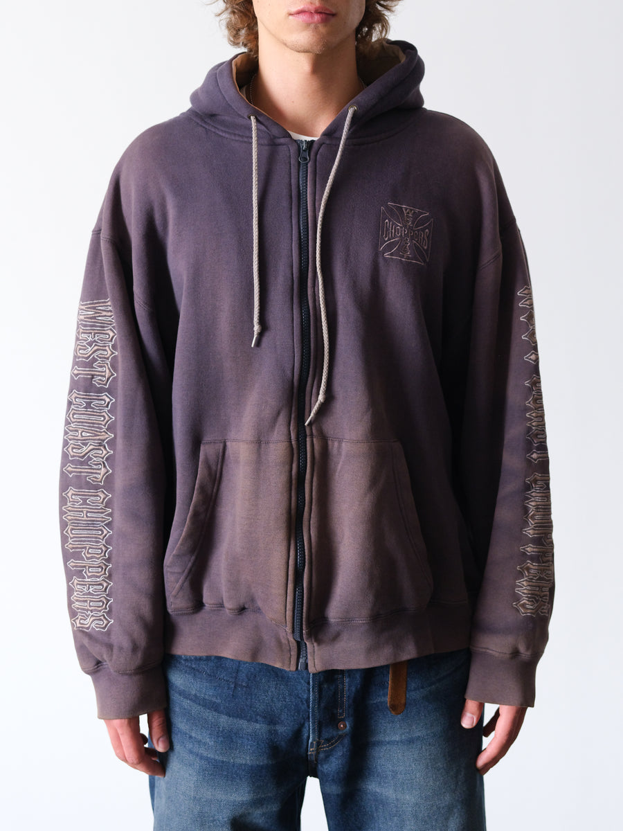 2000s West Coast Choppers Sun-Faded Thermal Zip Hoodie