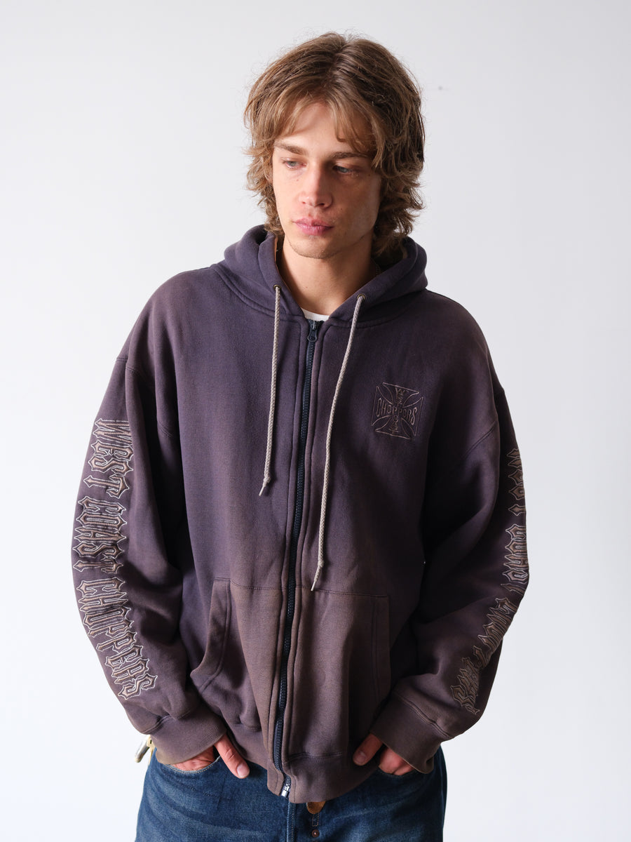 2000s West Coast Choppers Sun-Faded Thermal Zip Hoodie