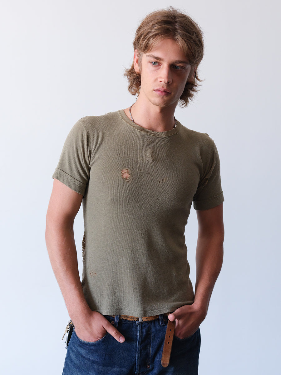 1940s WWII U.S. Army Distressed Wool Undershirt