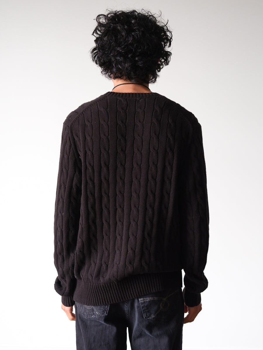 2000s Polo Ralph Lauren Black Cable Knit Sweater
