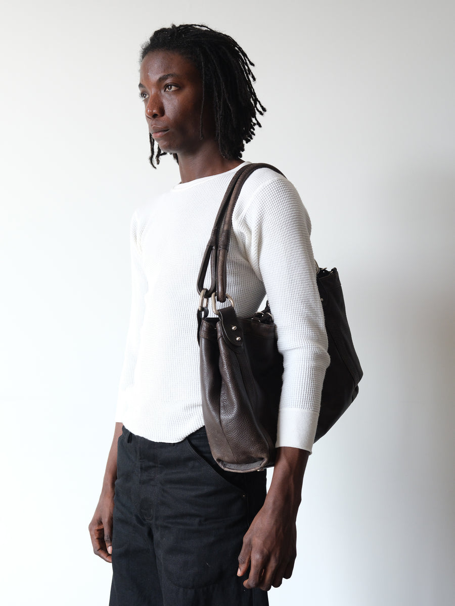 2000s Dark Brown Pebbled Leather Purse