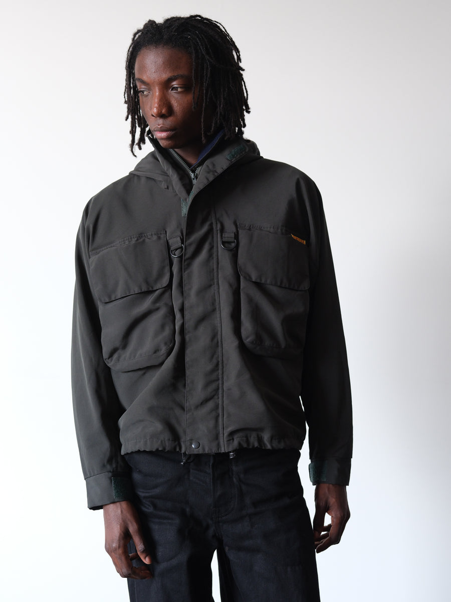 1990s-00s Scierra Dark Green Nylon Hooded Tech Jacket