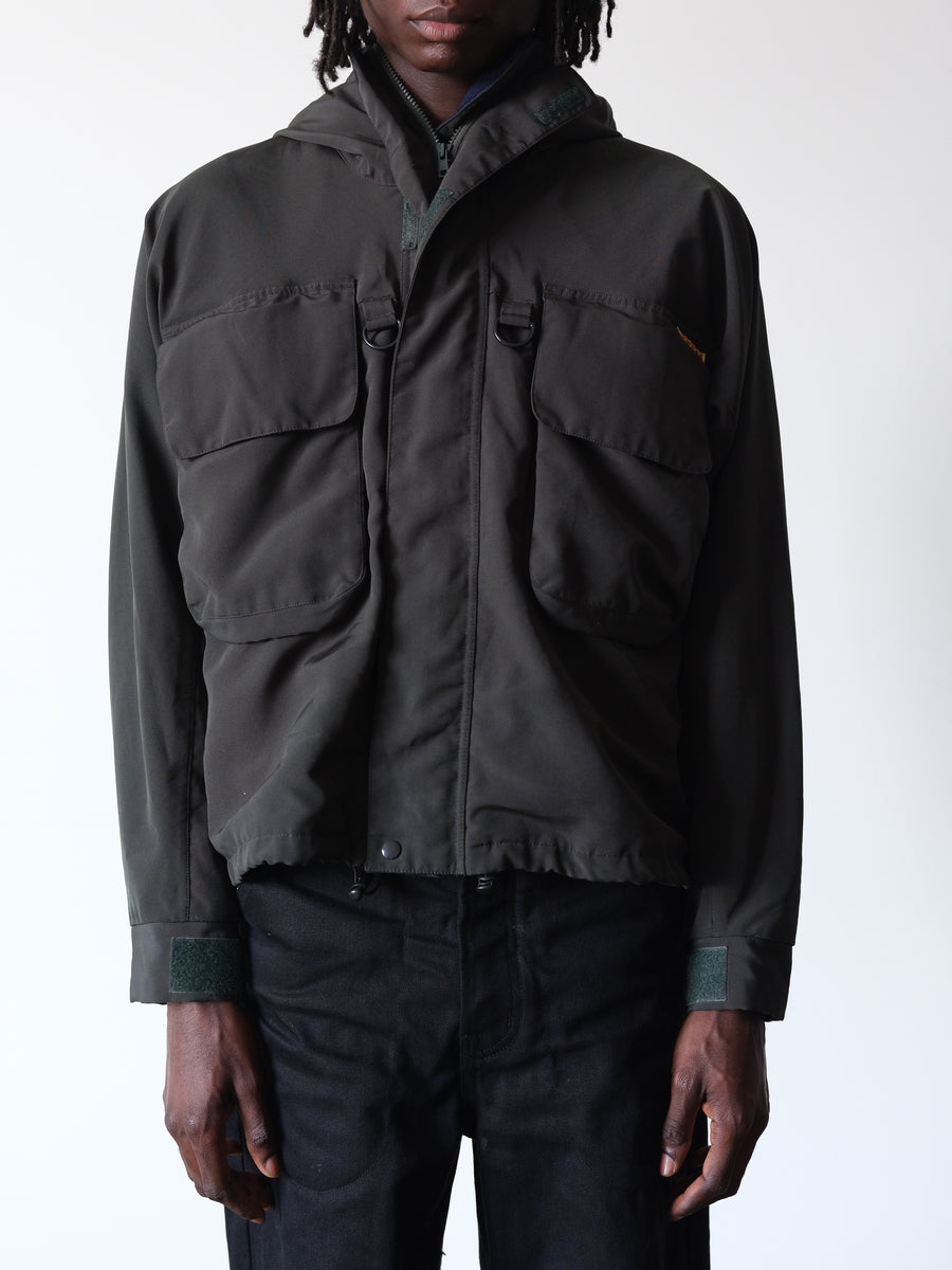 1990s-00s Scierra Dark Green Nylon Hooded Tech Jacket