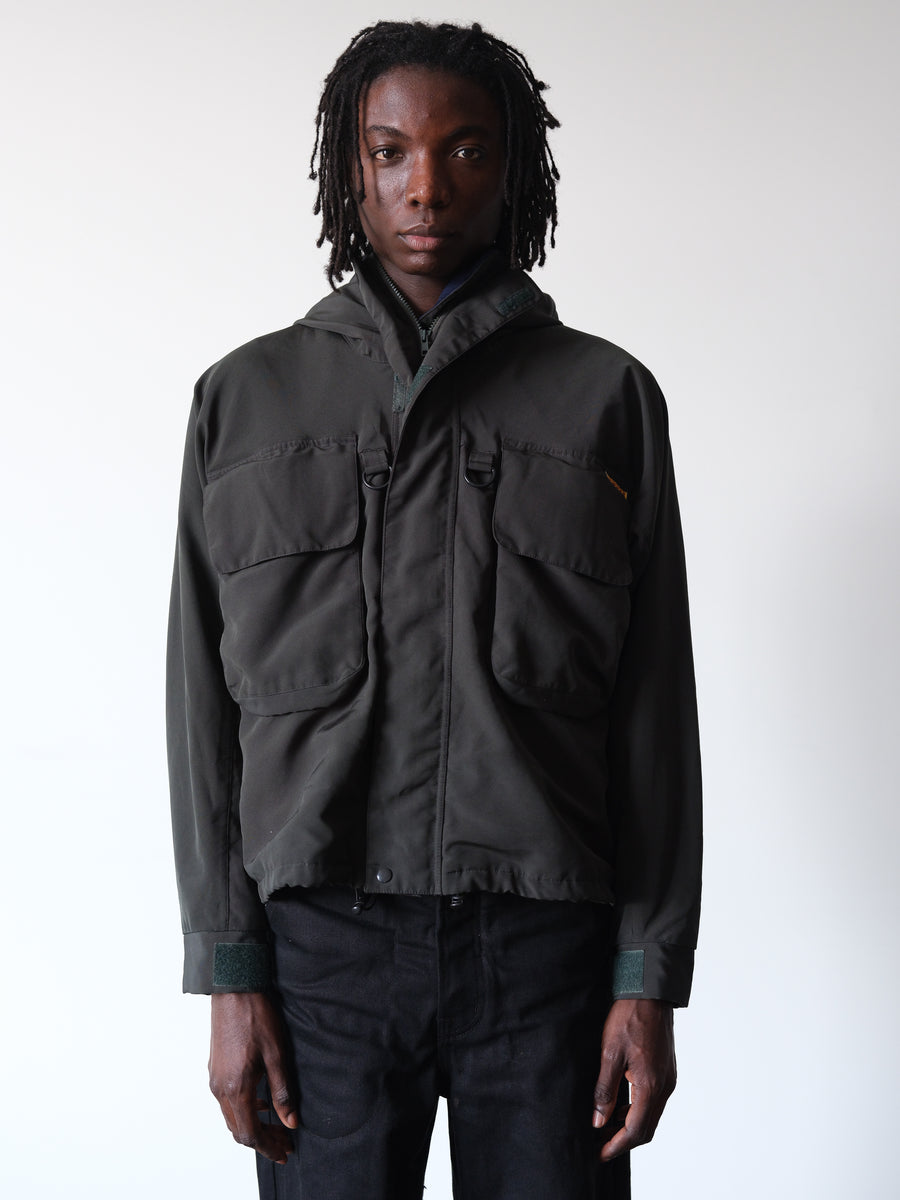 1990s-00s Scierra Dark Green Nylon Hooded Tech Jacket