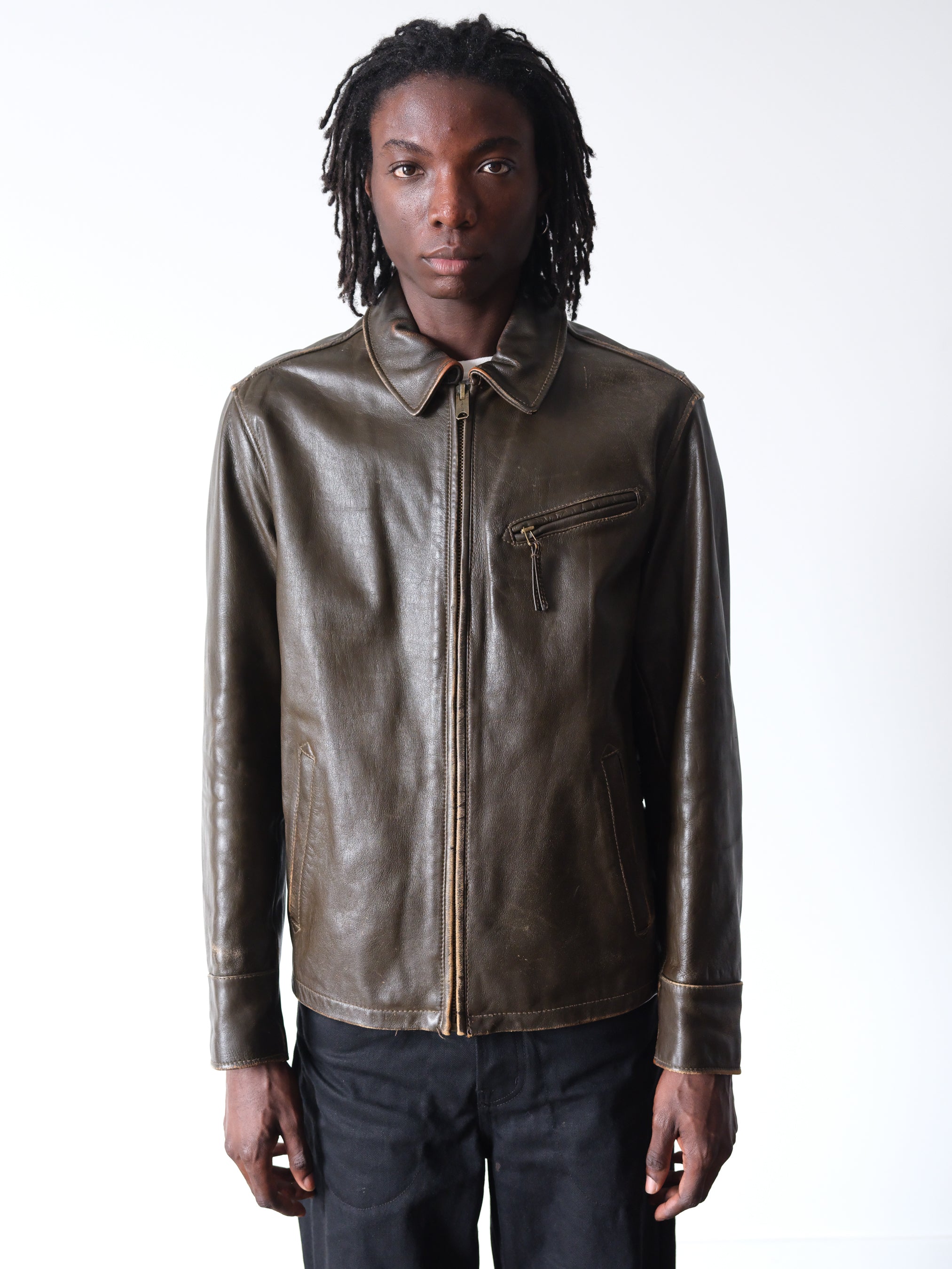 2000s Eddie Bauer Faded Brown Leather Jacket – Ametora