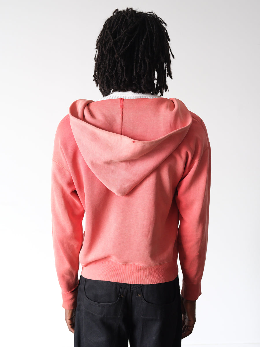 1950s Hanes Sunfaded Red Zip Hoodie