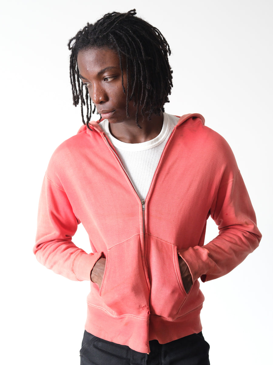1950s Hanes Sunfaded Red Zip Hoodie