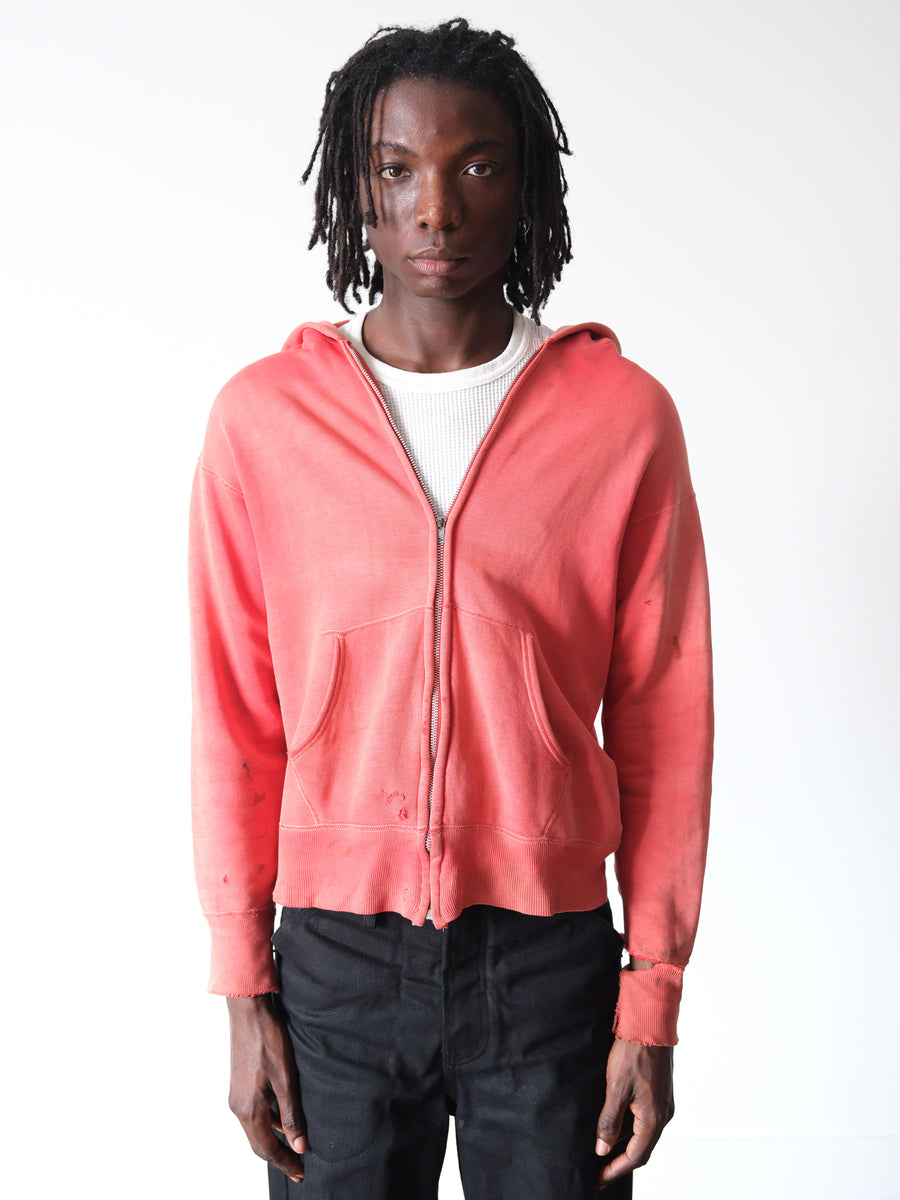 1950s Hanes Sunfaded Red Zip Hoodie