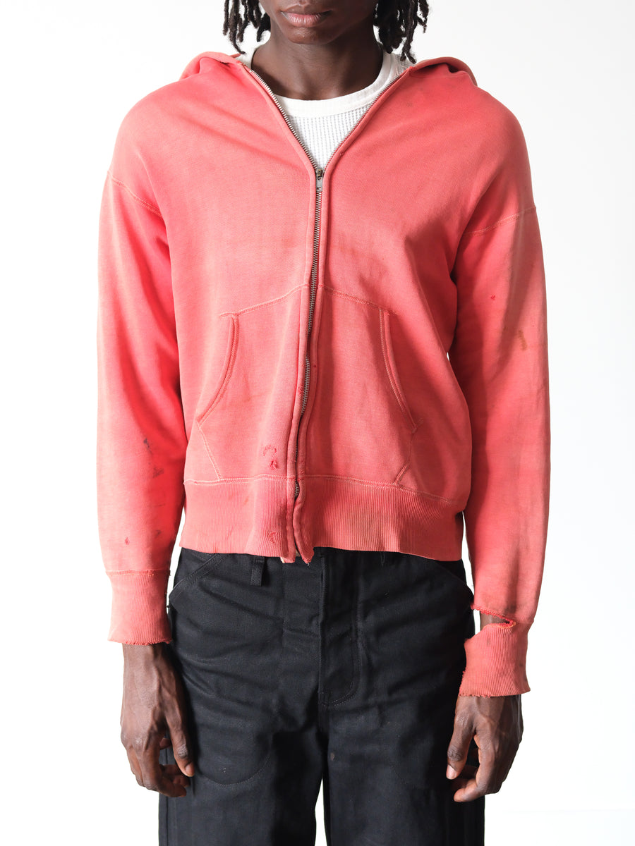 1950s Hanes Sunfaded Red Zip Hoodie