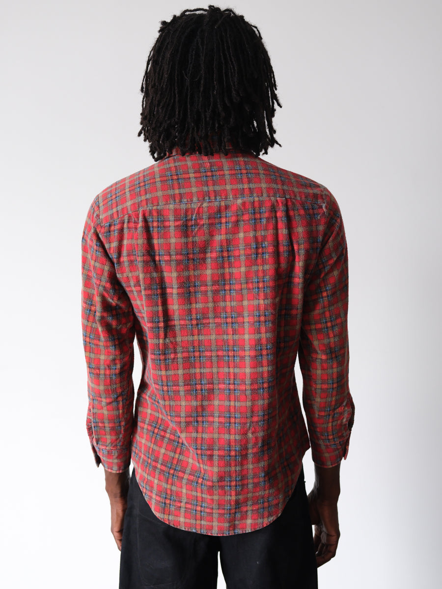 2000s Windbreaker Faded Red Soft Flannel