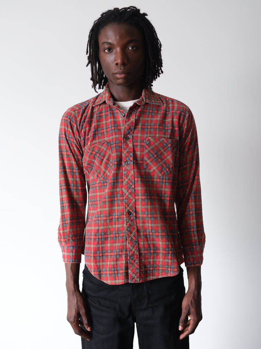 2000s Windbreaker Faded Red Soft Flannel