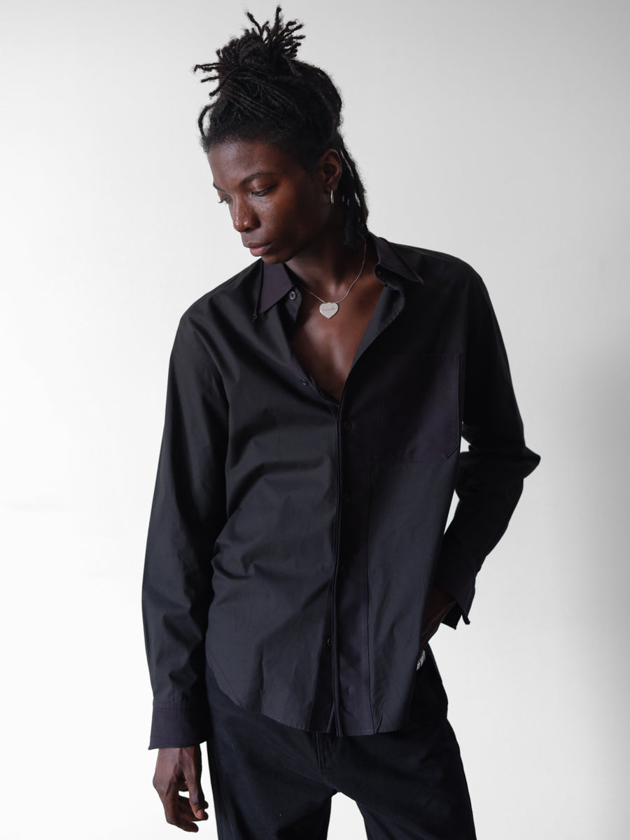 2010s Y-3 x Adidas Black Dress Shirt