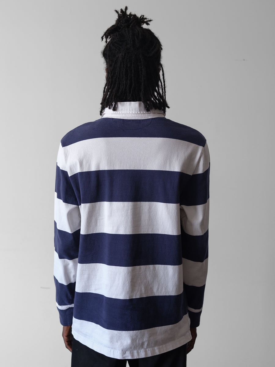 2000s Ralph Lauren Blue White Stripe Rugby