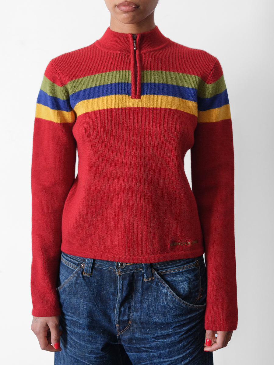 2000s A&F Colorful Quarter Zip Sweater