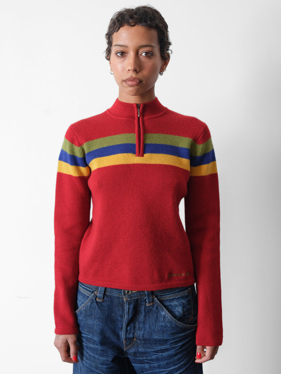 2000s A&F Colorful Quarter Zip Sweater