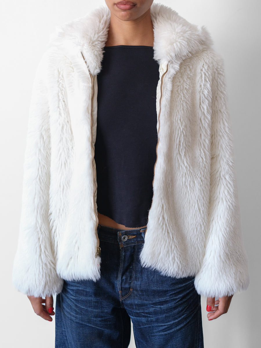 1970s White Stag Faux Fur White Coat
