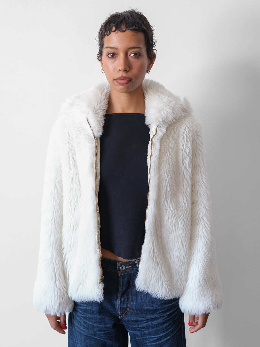 1970s White Stag Faux Fur White Coat
