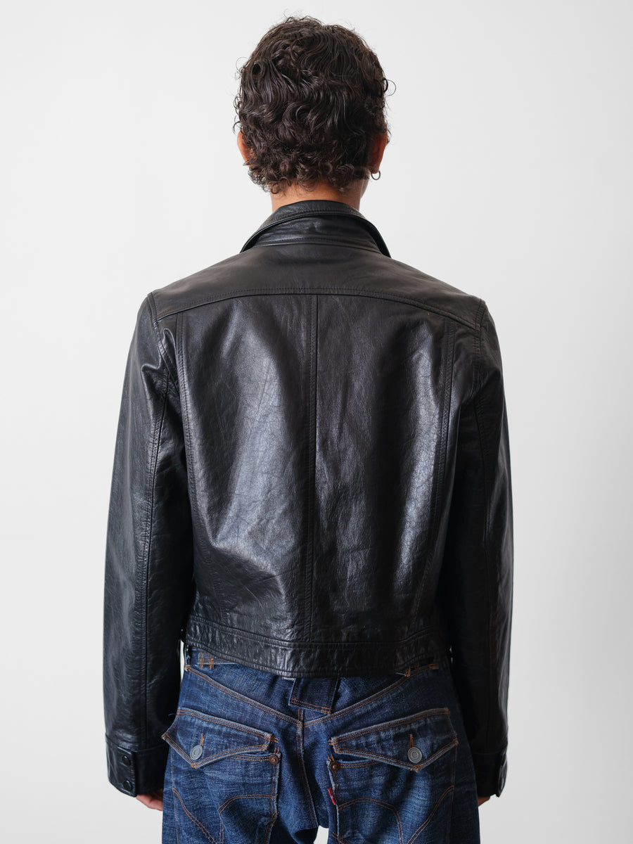 2000s Club Monaco Snap Button Leather Jacket