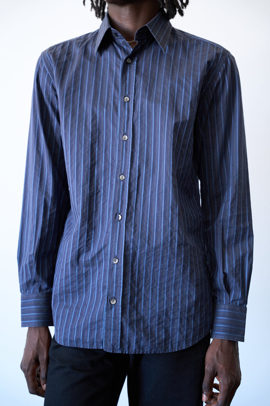 2000s Dolce & Gabbana Striped Blue Dress Shirt