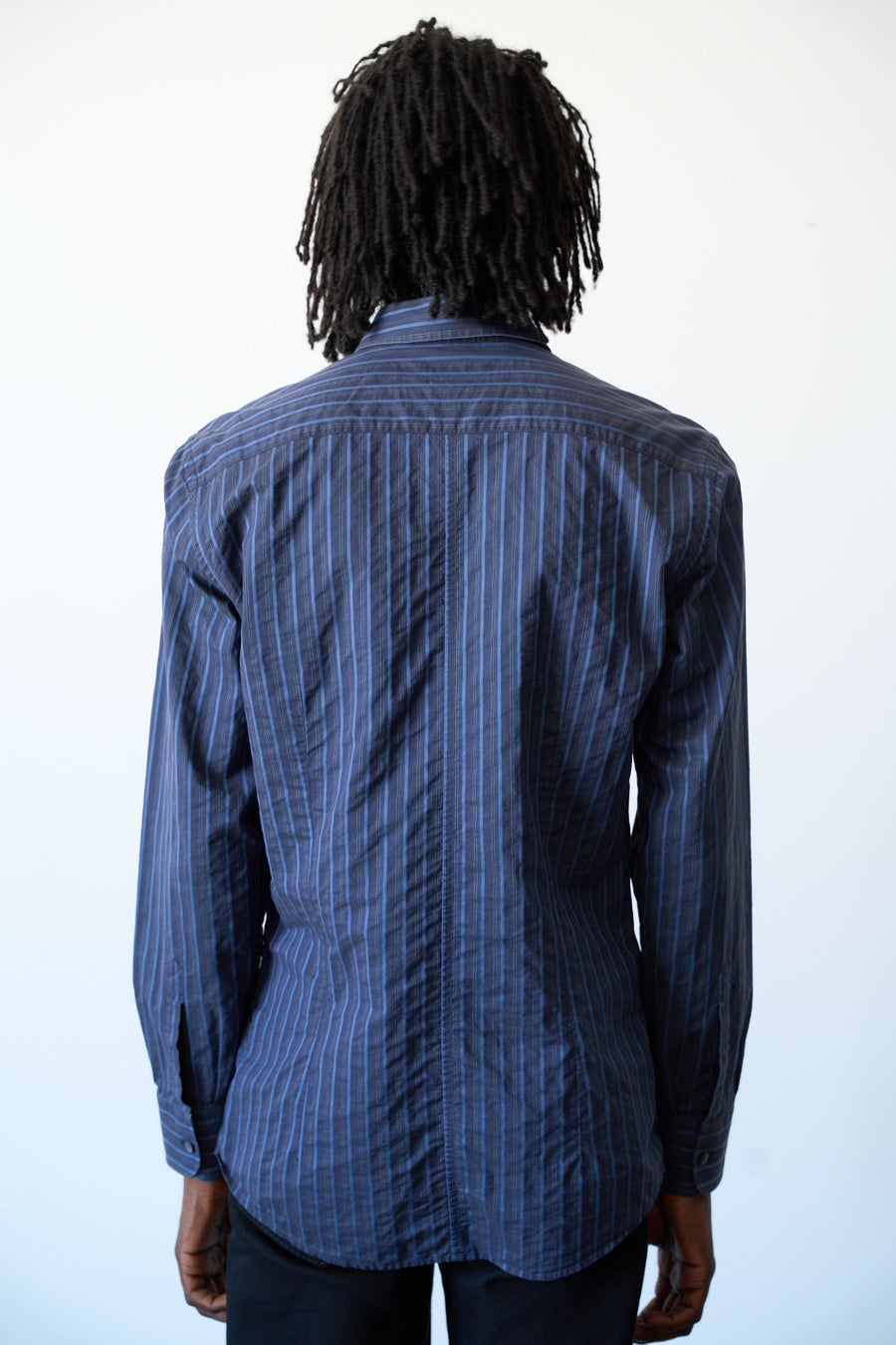 2000s Dolce & Gabbana Striped Blue Dress Shirt