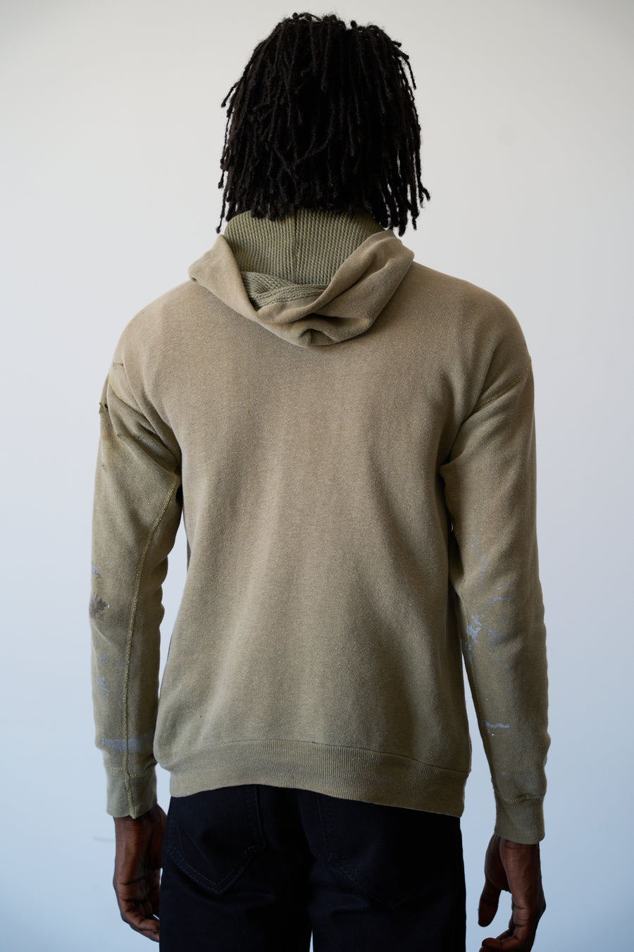 1950s Faded Green Paint Splatter Thermal Hoodie