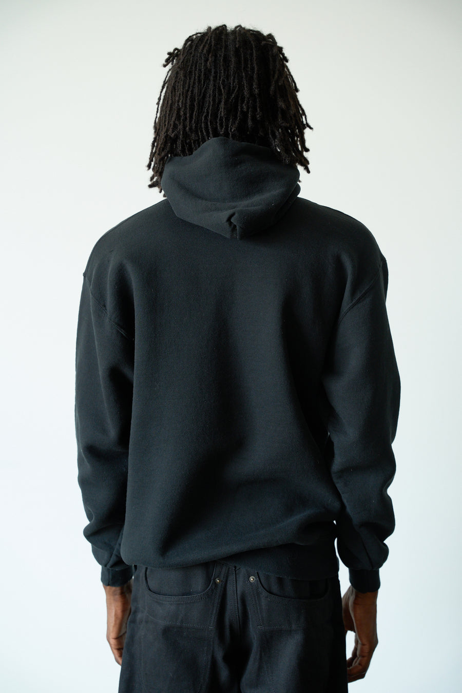 1990s-00s Russell Faded Black Hoodie
