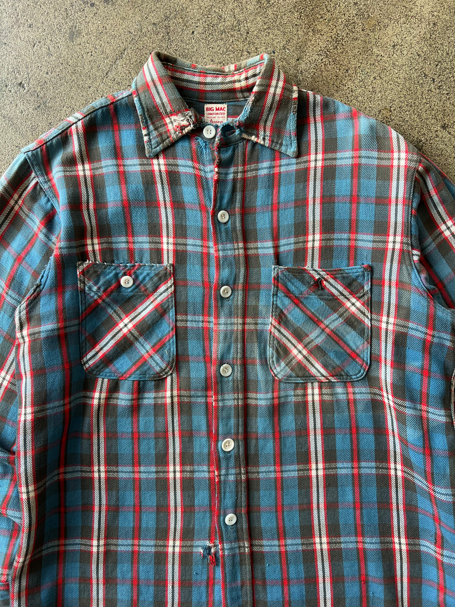 1950s Big Mac Blue Plaid Flannel Shirt