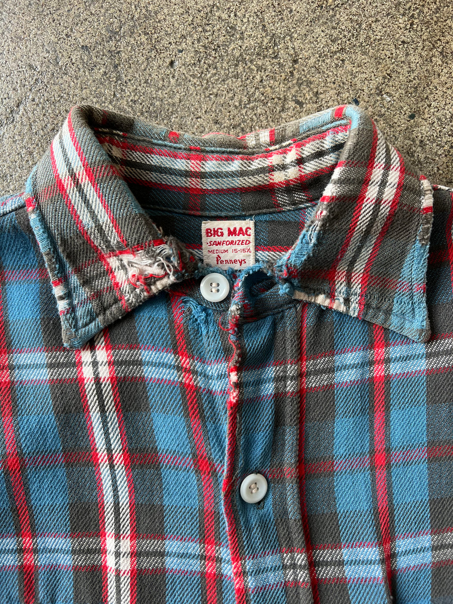 1950s Big Mac Blue Plaid Flannel Shirt