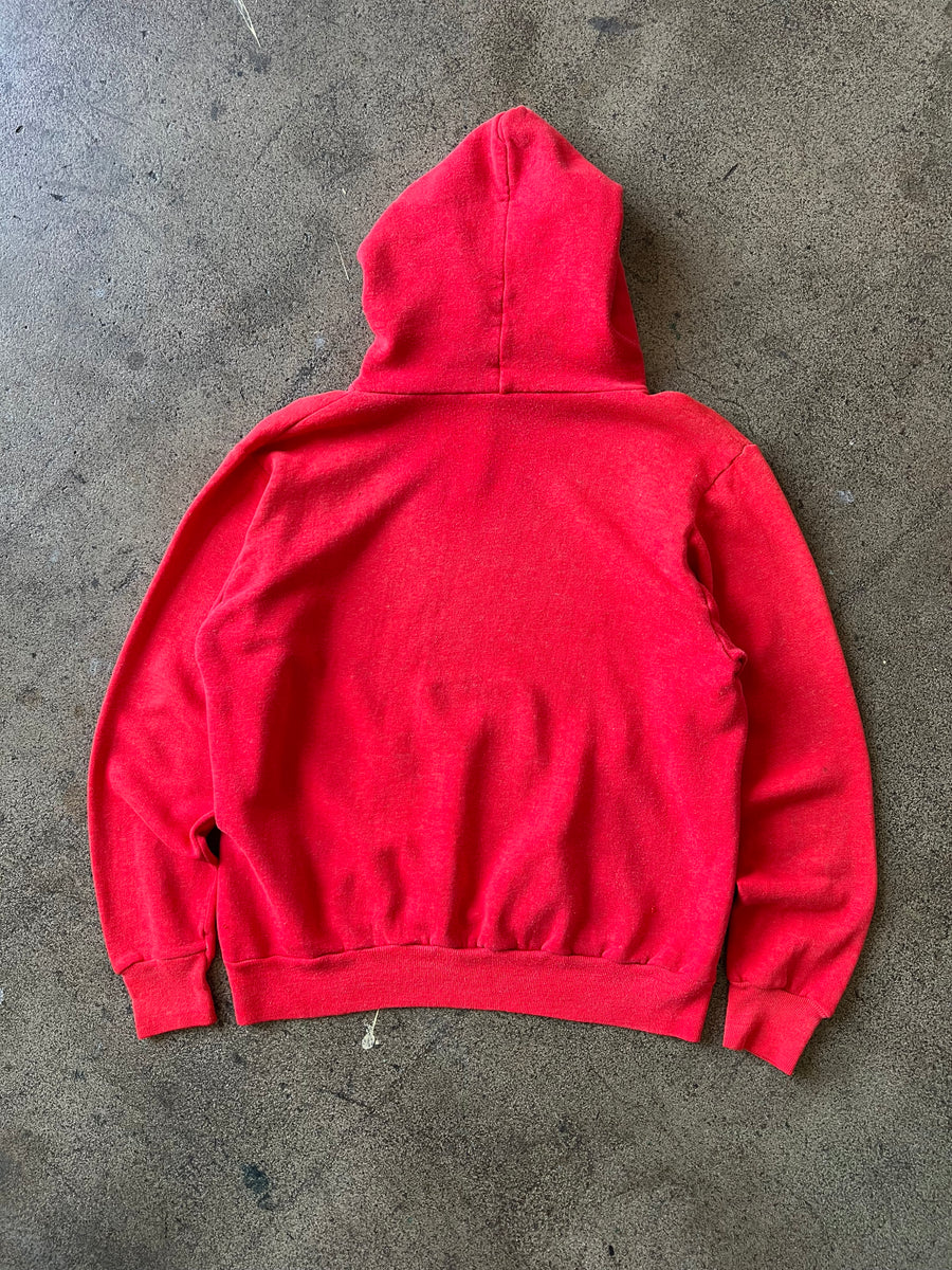 1960s Faded Red Contrast Stitch Hoodie