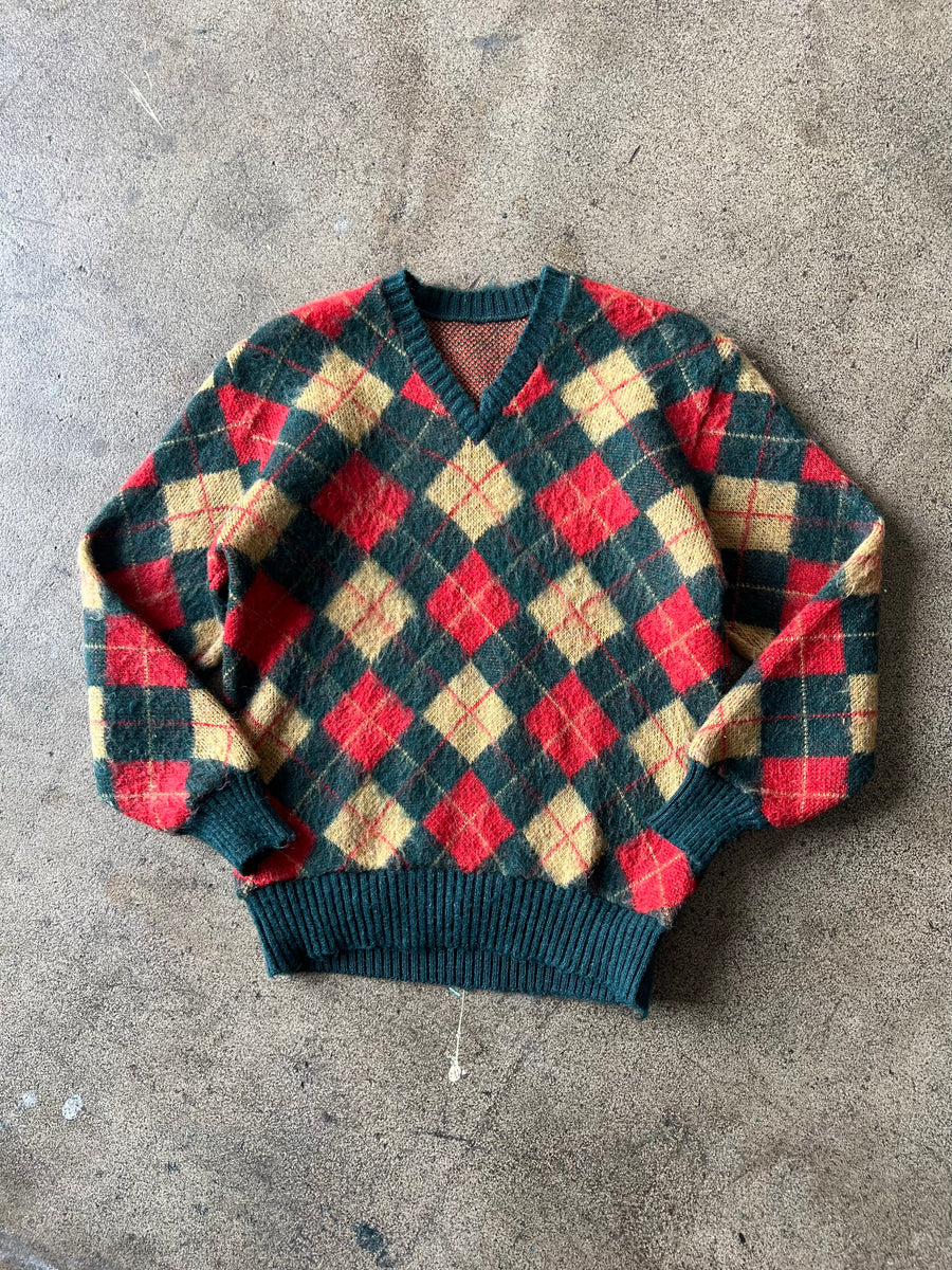 1960s Argyle V-Neck Sweater