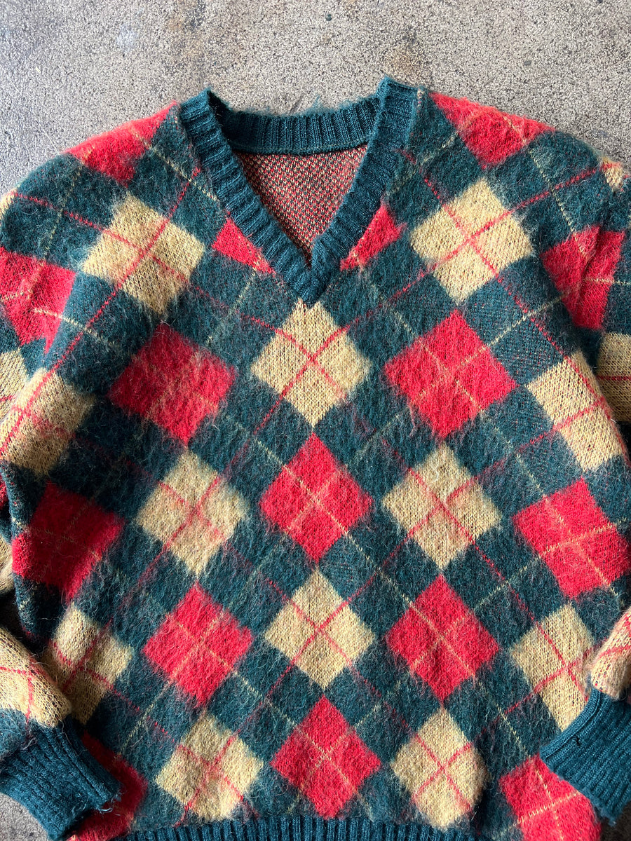 1960s Argyle V-Neck Sweater