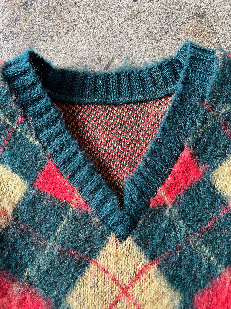 1960s Argyle V-Neck Sweater