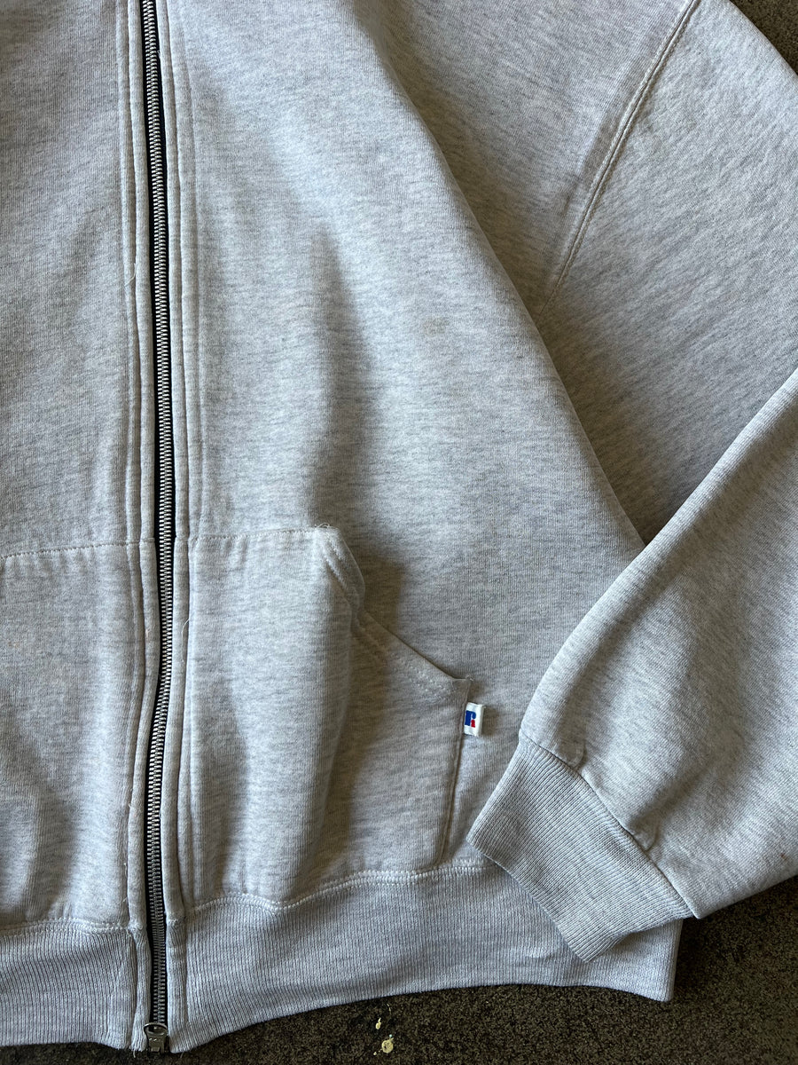 1990s Russell Light Gray Zip Hoodie