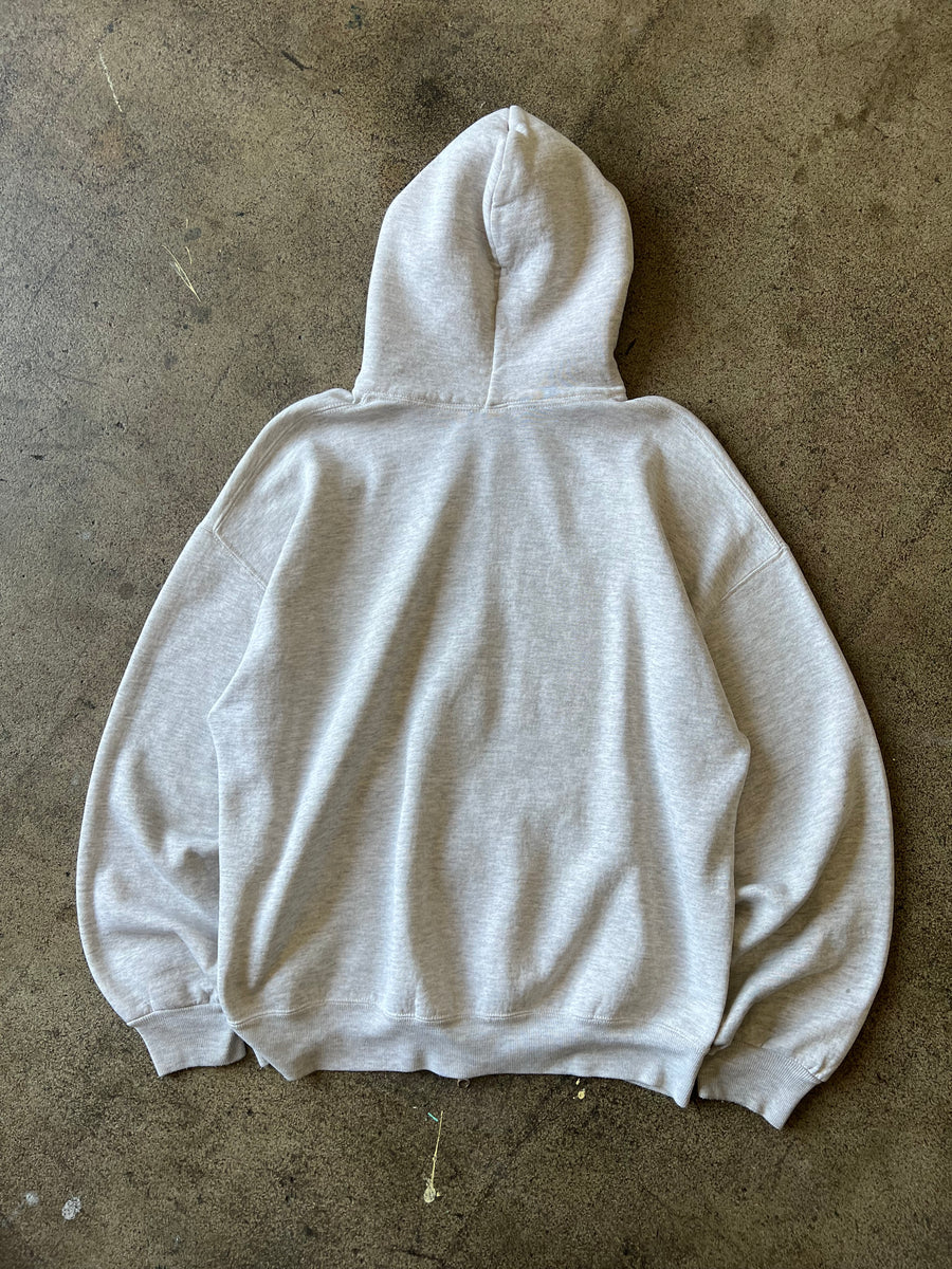 1990s Russell Light Gray Zip Hoodie