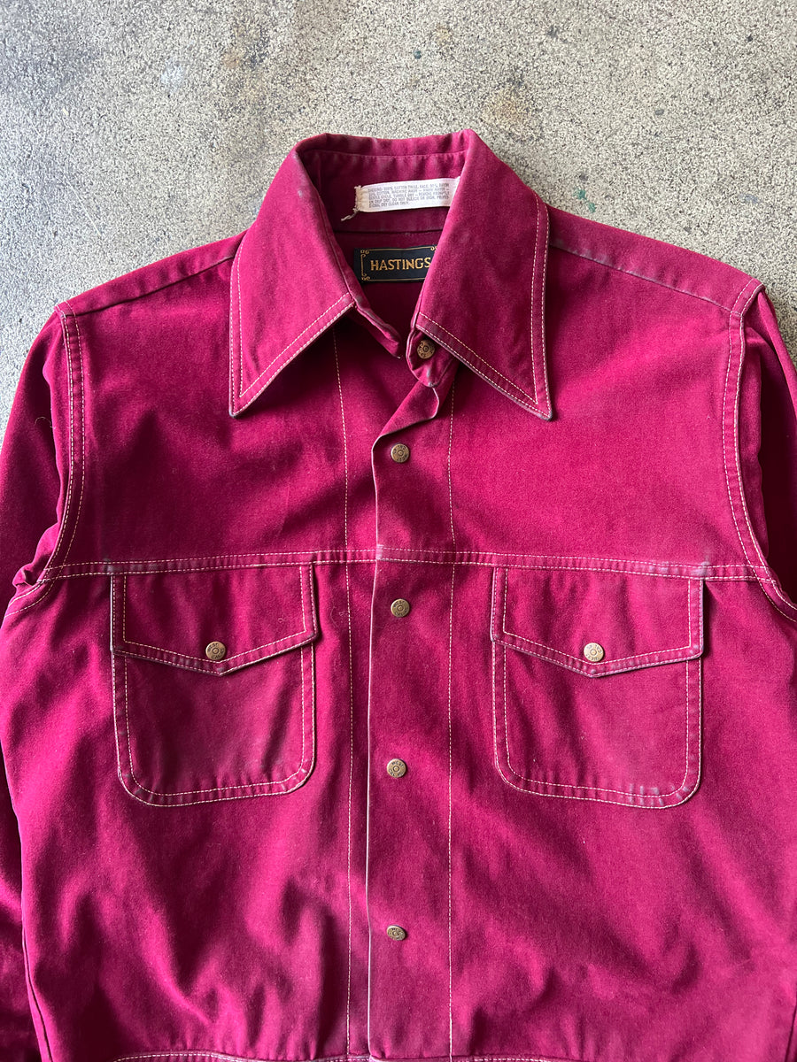 1970s Suede/Moleskin Burgundy Western Jacket