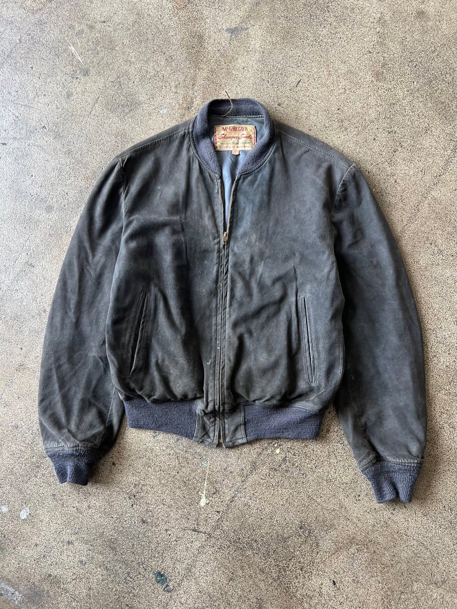 1950s McGregor Black Suede Bomber Jacket