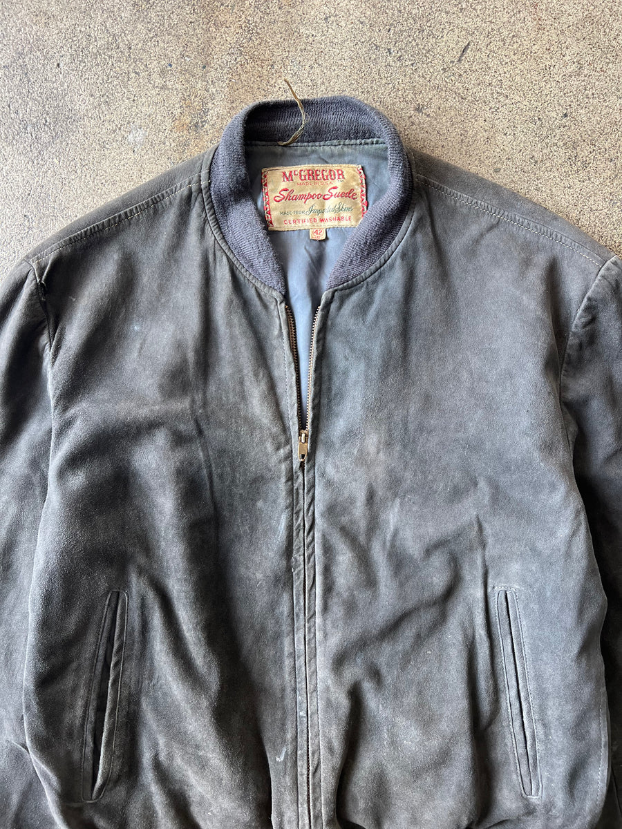 1950s McGregor Black Suede Bomber Jacket