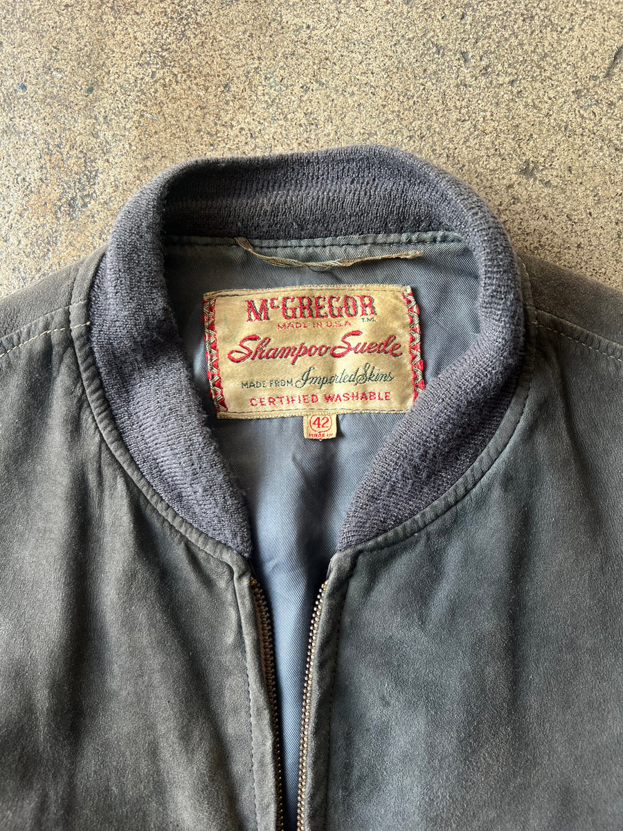 1950s McGregor Black Suede Bomber Jacket