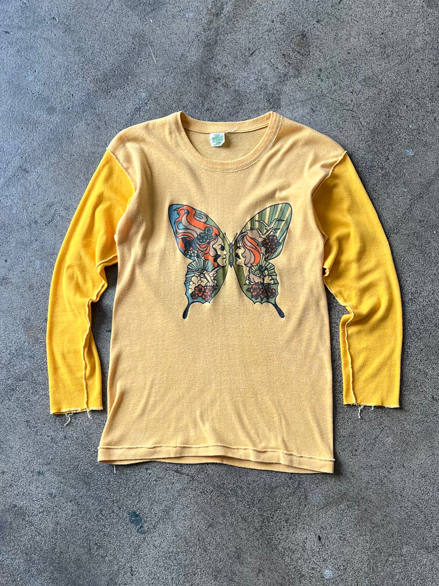 1970s Butterfly Trippy 3/4 Sleeve Tee