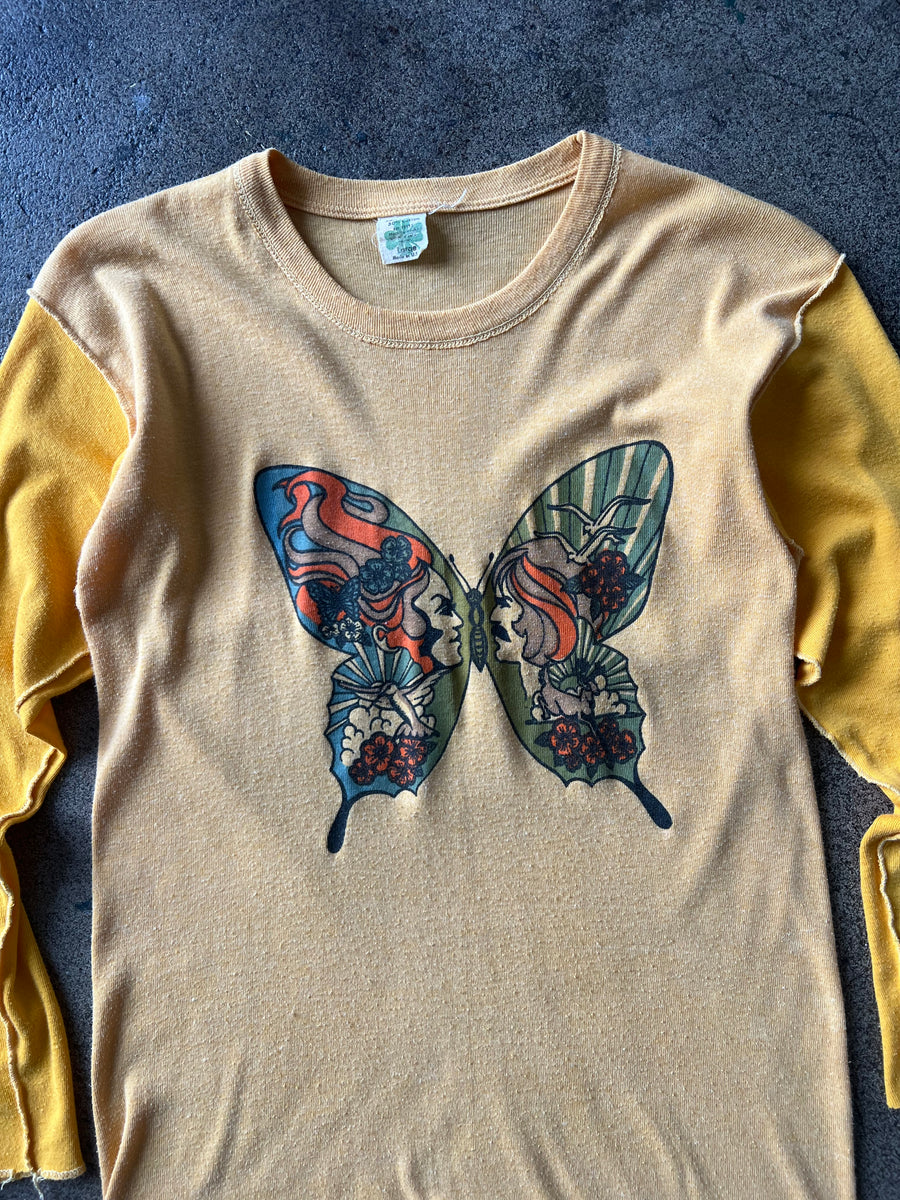 1970s Butterfly Trippy 3/4 Sleeve Tee