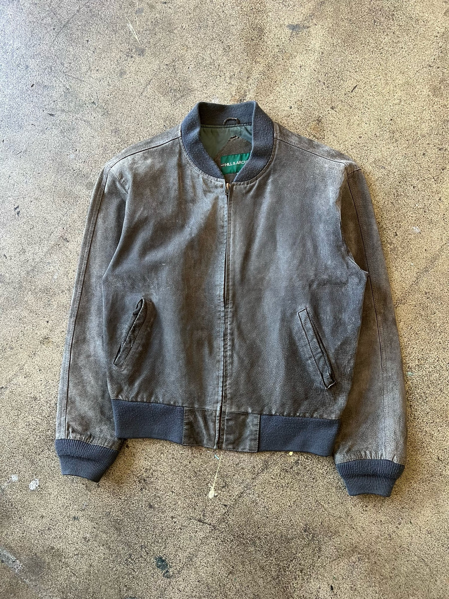 1990s Faded Gray Two Tone Suede Leather Jacket